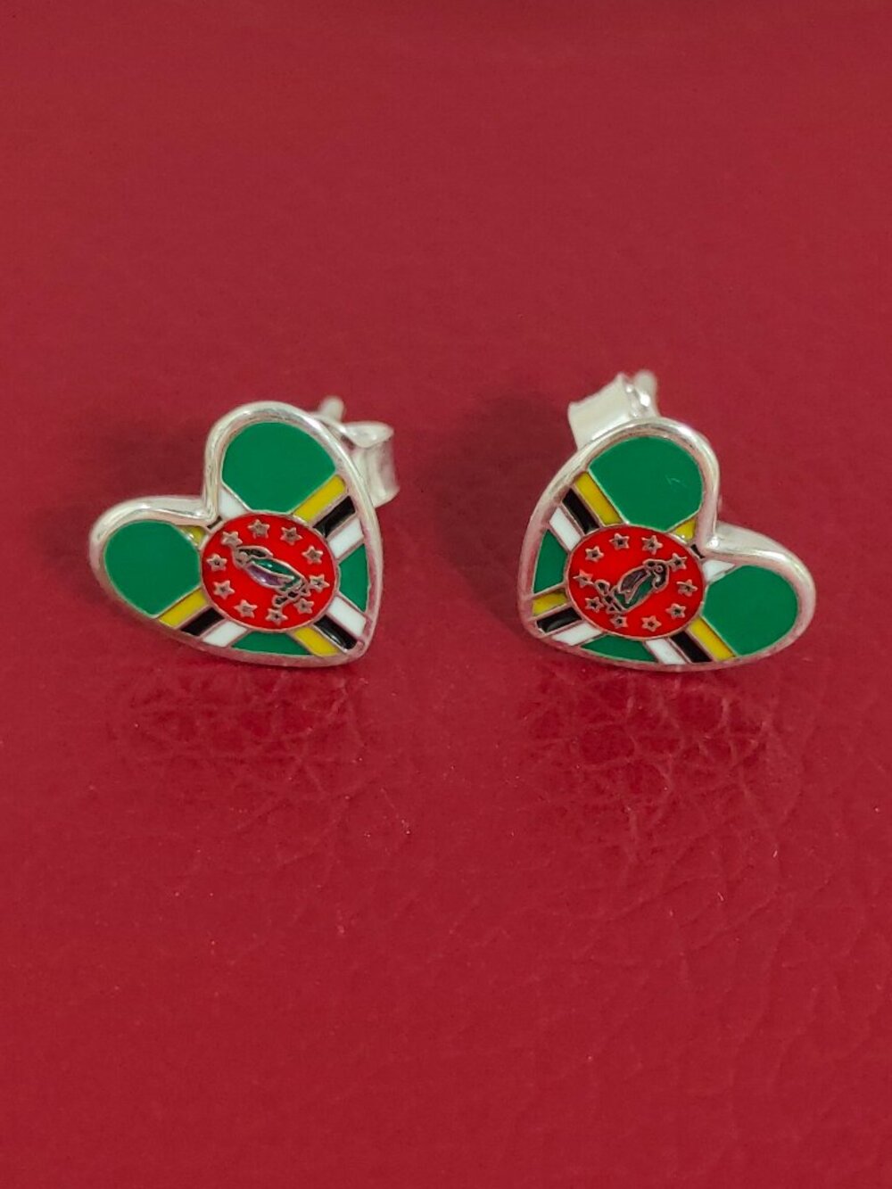 Dominica Flag Stud Earrings Exclusive Designed Women Jewelry S925 Silver